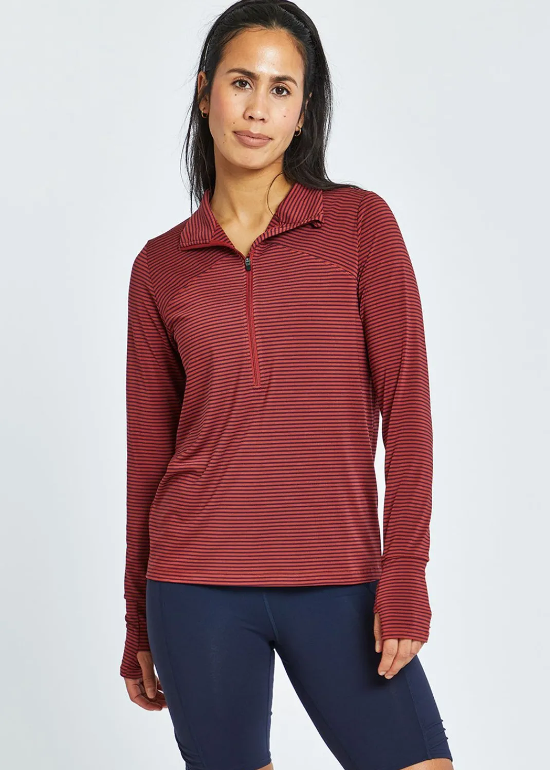 Women Oiselle Long Sleeves*Striped Half Zip